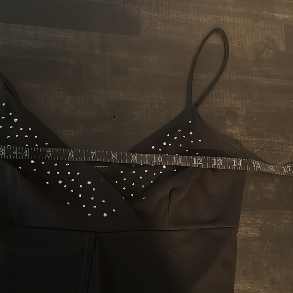 Taboo Vintage Y2K Black Empire Waist Rhinestones Sheer Layer Maxi Dress Size M - Picture 7 of 9